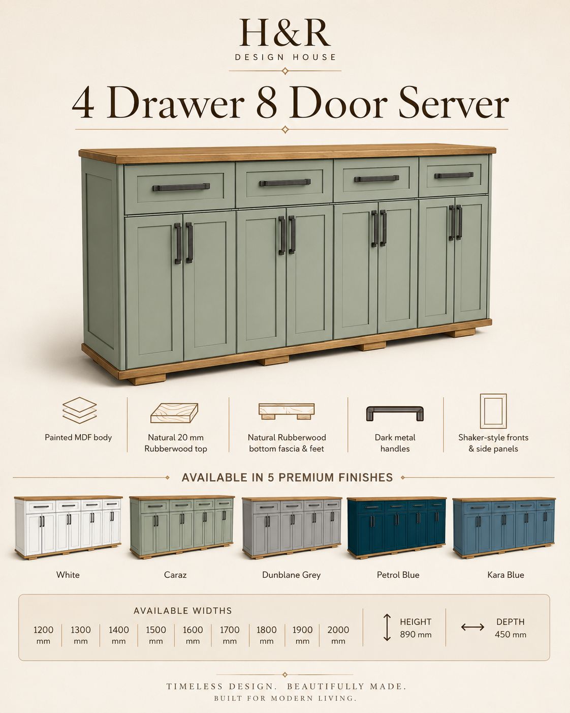 4 Top Drawer 8 Door Server - Nuglo - Image 13