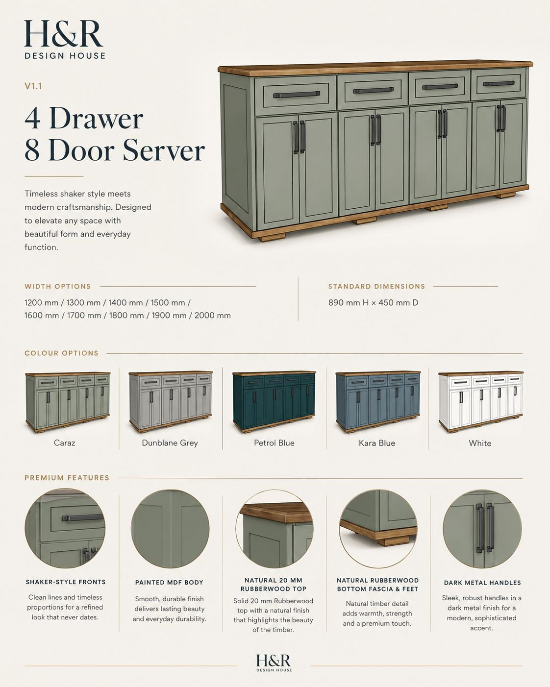 4 Top Drawer 8 Door Server - Nuglo - Image 14