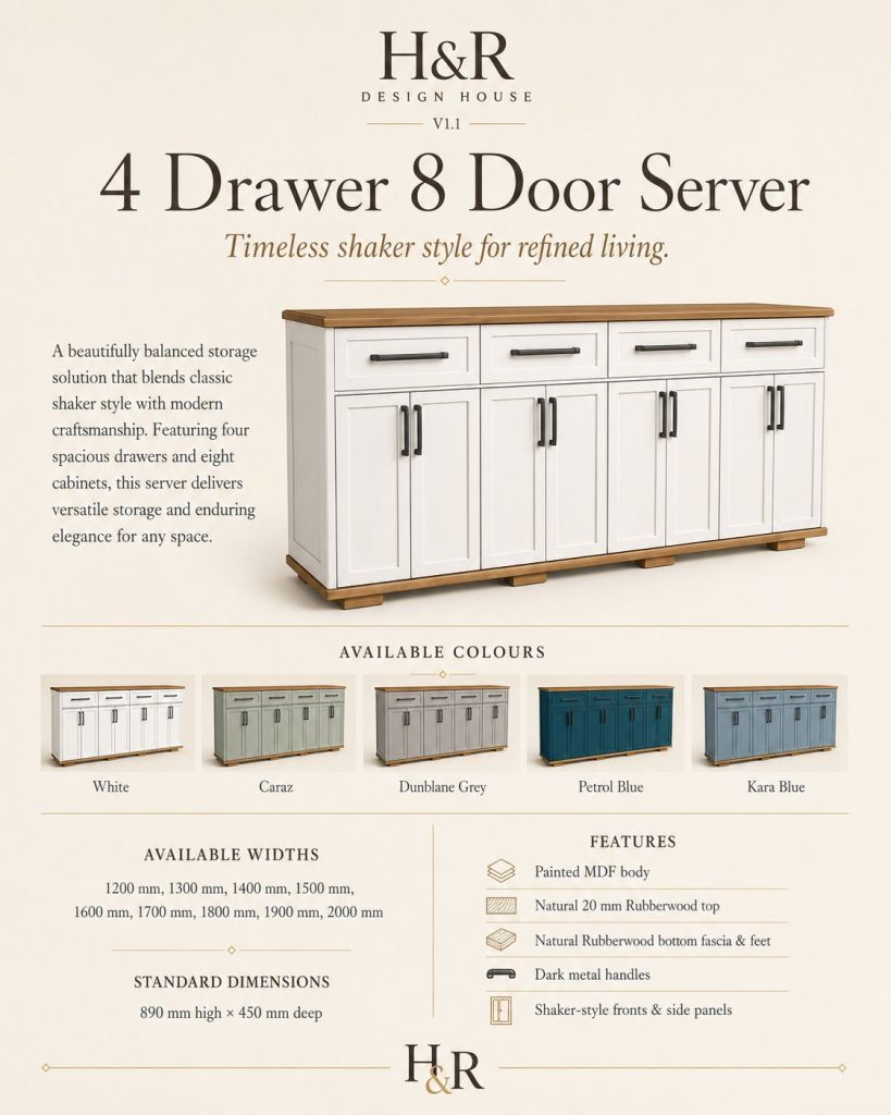 4 Top Drawer 8 Door Server - Nuglo