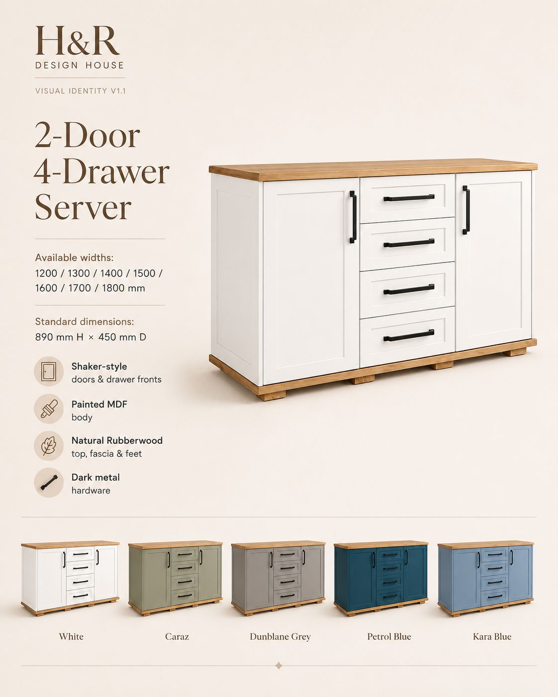 2 Door 4 Drawer Server - Nuglo