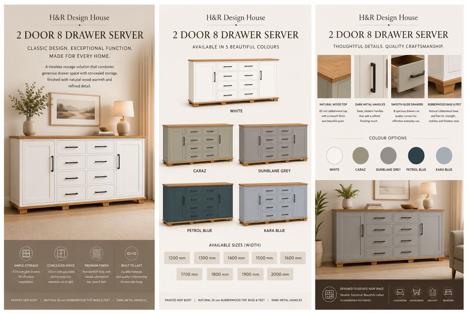 2 Door 8 Drawer Server - Nuglo