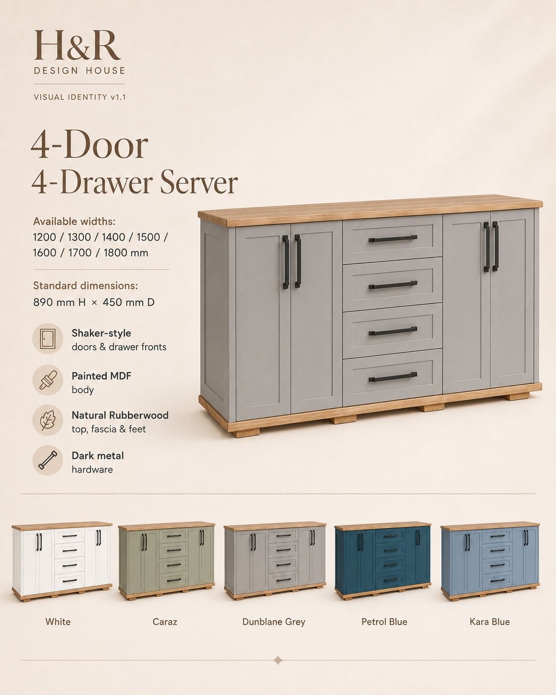 4 Door 4 Drawer Server - Nuglo
